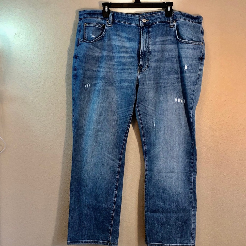 Arizona Jean Co Mens Straight Leg Jeans Blue Distressed Size 44
